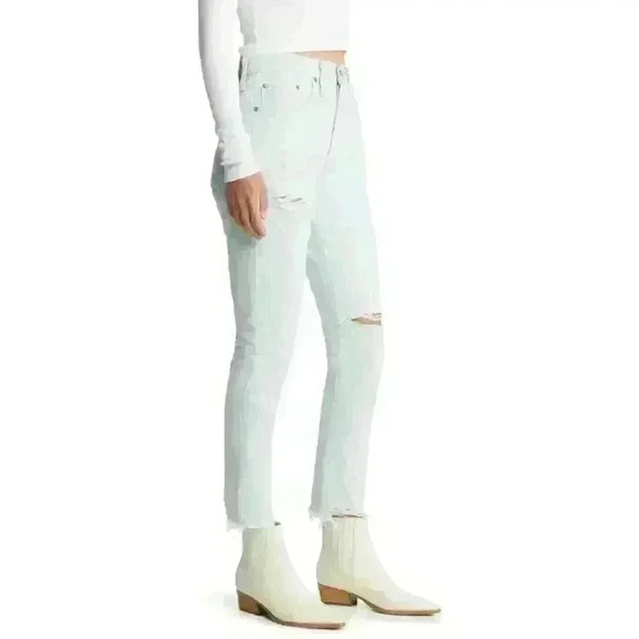 NWT Levi's 501 Light Wash High Rise Distressed Skinny Jeans - Picture 7 of 16